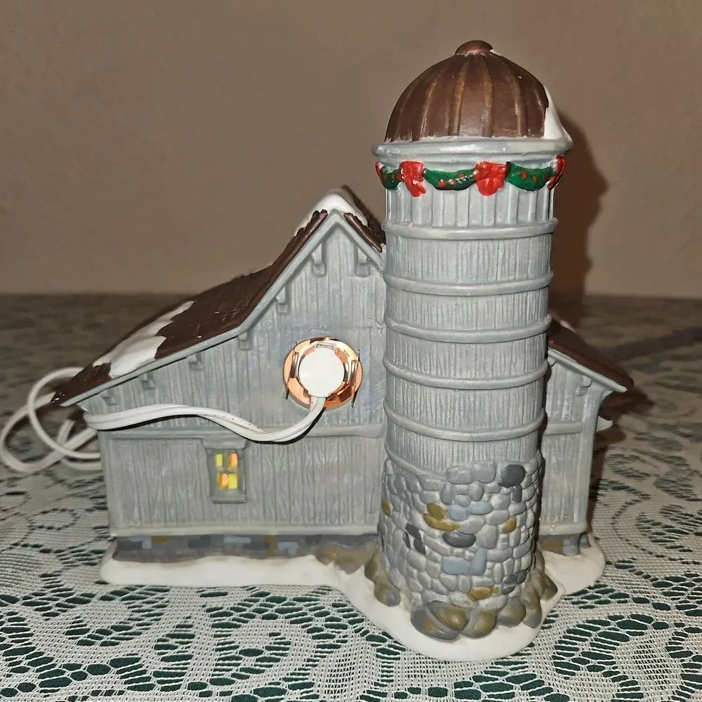 Adorable Christmas Lighted Village Barn Accessory